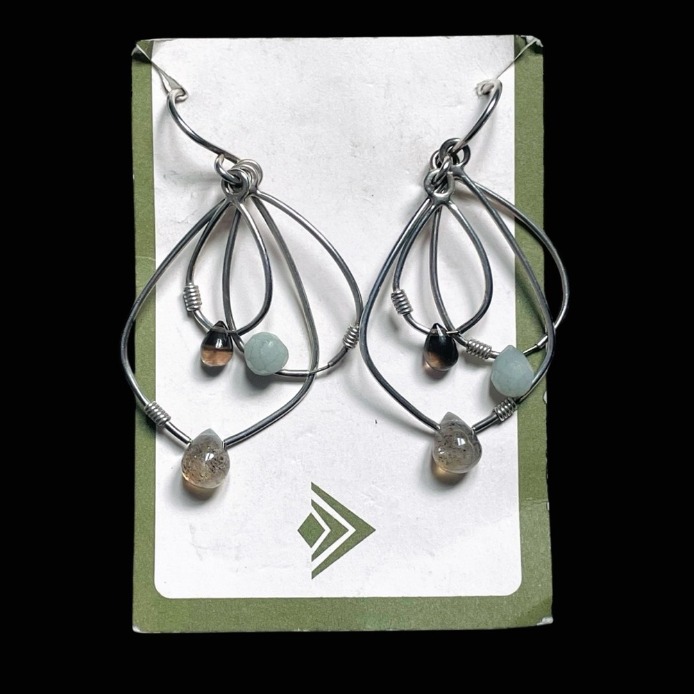 Silpada Sterling Silver 3 Tier Gemstone Teardrop Earrings Retired